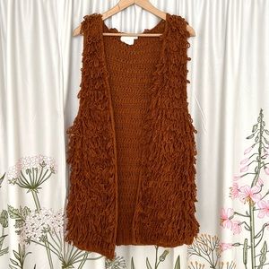 Oversized Boho Knit Shag Vest